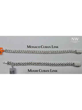 Real MOISSANITE Monaco Miami Cuban 8mm Bracelets, 925 Sterling Silver, Icey